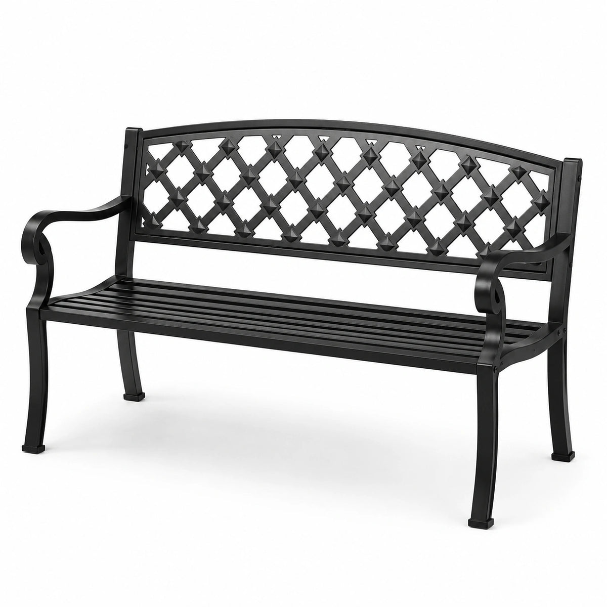 Banco de jardín en aluminio negro de 128 cm