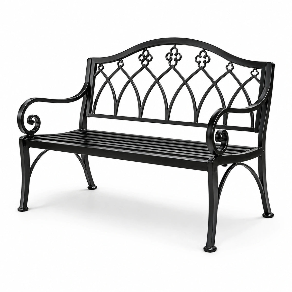 Banco de metal negro para exterior 125x60x85 cm