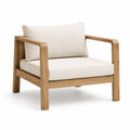 Sillón de madera de teca con cojines de poliéster beige