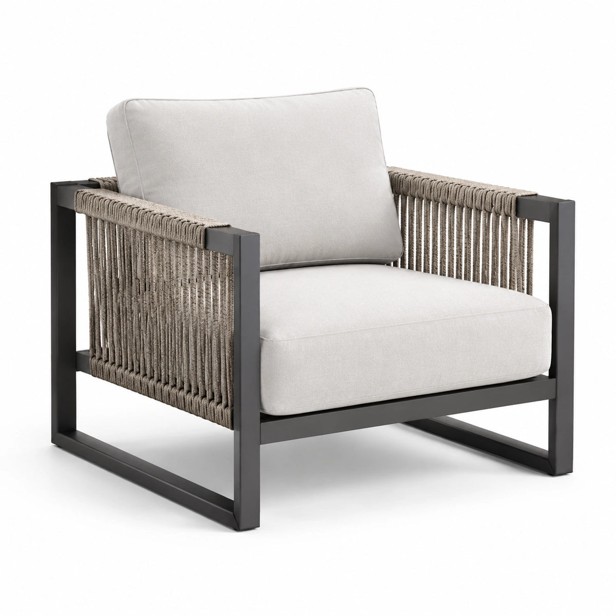 Sillón de Aluminio y Cuerda Sintética con Cojines Beige