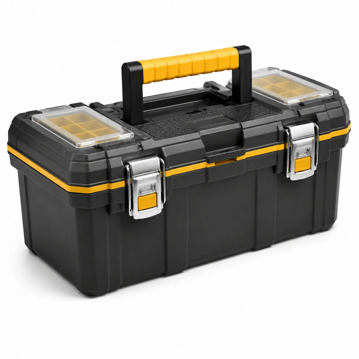 Caja de herramientas de plástico negro y amarillo 45 cm