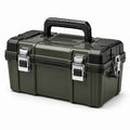 Caja de herramientas de plástico ABS con cierres metálicos, verde y negro