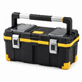 Caja de herramientas de plástico ABS negro/amarillo con bandejas organizadoras y asa telescópica de aluminio