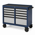 Carro de herramientas de metal con 10 cajones de acero azul y plata 85 cm