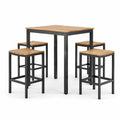 Conjunto de bar de jardín de madera de acacia y acero galvanizado marrón y negro