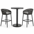 Conjunto de bar de aluminio negro con cojines de poliéster gris