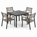 Juego de comedor de aluminio y cuerda para exteriores con mesa cuadrada