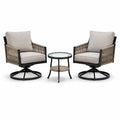Conjunto de sillas giratorias de aluminio con mesa de vidrio templado, beige y negro