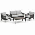 Conjunto de jardín en aluminio con cojines gris claro