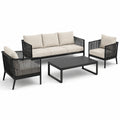 Conjunto de muebles de jardín de aluminio con cojines de espuma beige