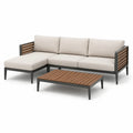 Conjunto de sofá en L aluminio con mesa de centro madera dura beige/gris